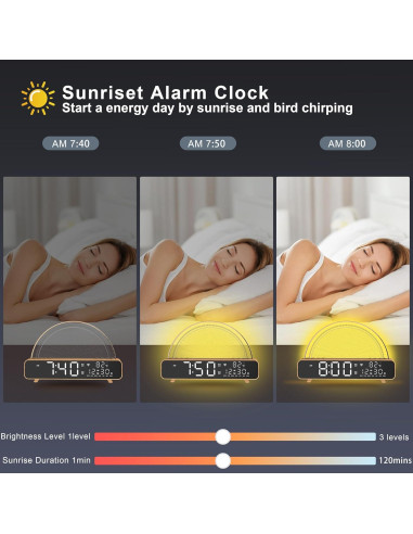 Despertador de Amanecer ANYPLUS con Sonido Blanco y Luz LED