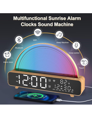 Despertador de Amanecer ANYPLUS con Sonido Blanco y Luz LED