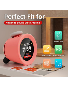 Funda Silicona Rosa + 2 Películas HD para Nintendo Alarmo 2