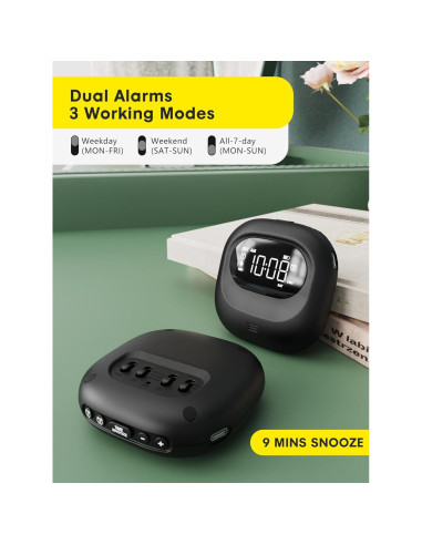 Reloj Despertador Doble ROCA con Vibrador Recargable