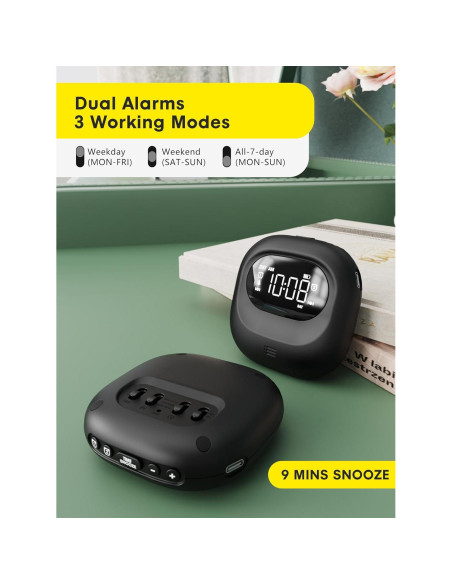 Reloj Despertador Doble ROCA con Vibrador Recargable