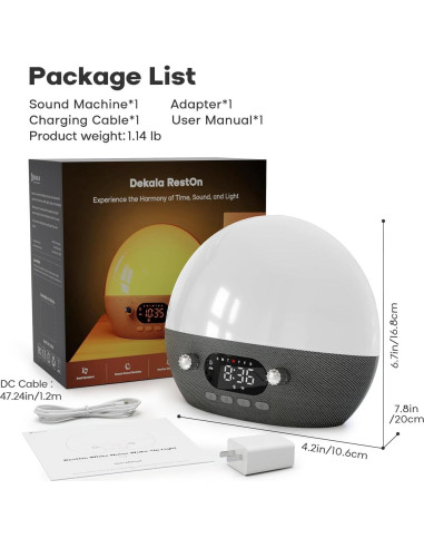 Reloj Despertador Dekala RestOnn Luz Amanecer y Sonido