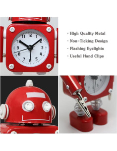 Reloj Despertador Robot Betus Rojo Rubí Sin Tic Tac 2
