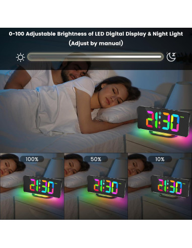 Reloj Despertador Digital AGEK con Luz Nocturna y USB