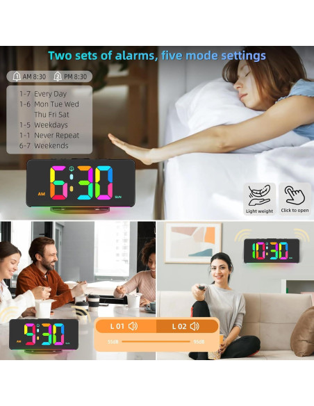 Reloj Despertador Digital AGEK con Luz Nocturna y USB