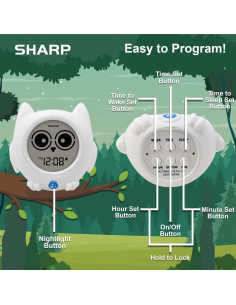 Reloj Despertador Infantil SHARP Búho Proyector Luz Nocturna 2
