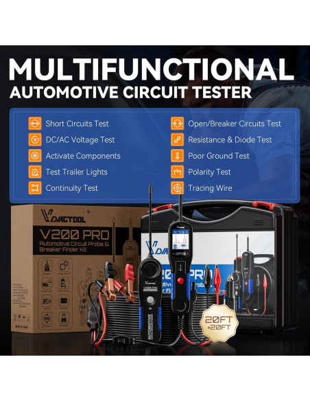 VDIAGTOOL V200 Pro Probador de Circuitos 12-42V Automotriz