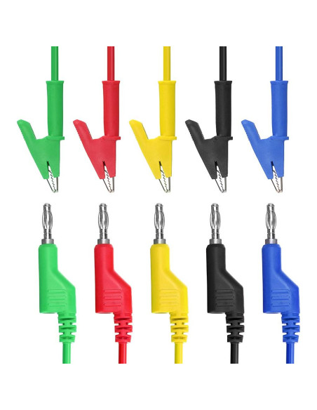 Cables de Prueba Sumnacon 1M Banana a Clip Cocodrilo 5PCS