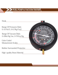 Kit de Manómetro de Vacío Automotriz VECKYJL 4" 0-70 cm-HG 2