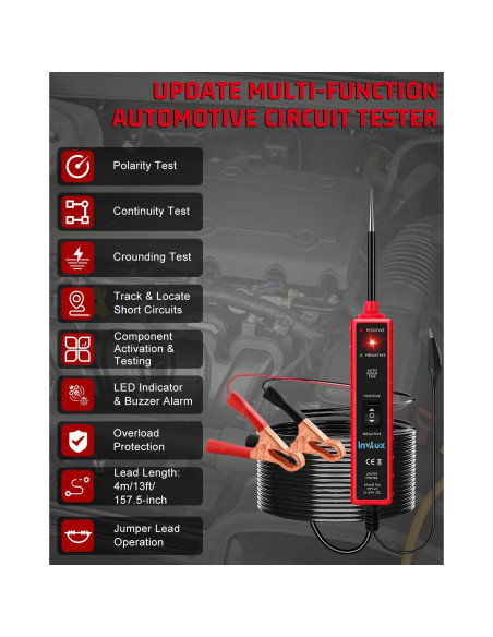 Probador de Circuito Automotriz Invtux 6-24V Pantalla Digital