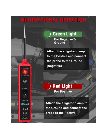 Probador de Circuito Automotriz Invtux 6-24V Pantalla Digital