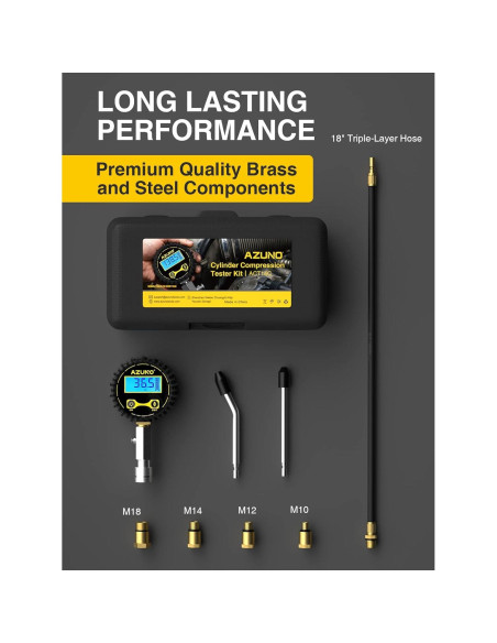 Kit de Medición de Compresión AZUNO Digital 200 PSI