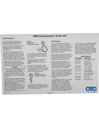 Kit Medidor de Compresión OTC 5606 para Motores Gasolina