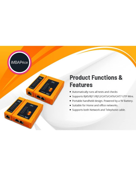 Probador de Cable de Red iMBAPrice RJ45/RJ11 CAT5/CAT6