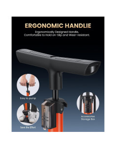 Bomba de Pie POWVINE ZD6132 160PSI con Manómetro para Bicicleta 2