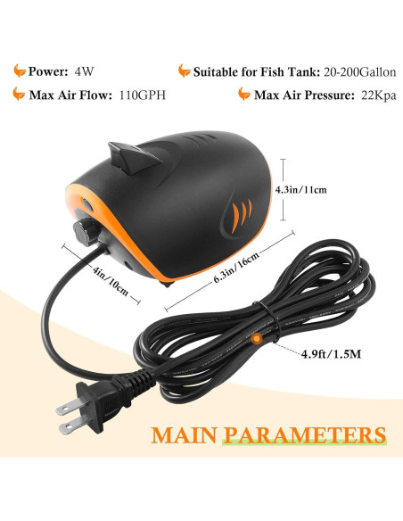 Bomba de Aire para Acuario HITOP 110GPH Silenciosa 2 Salidas Bomba de Aire para Acuario HITOP 110GPH Silenciosa 2 Salidas