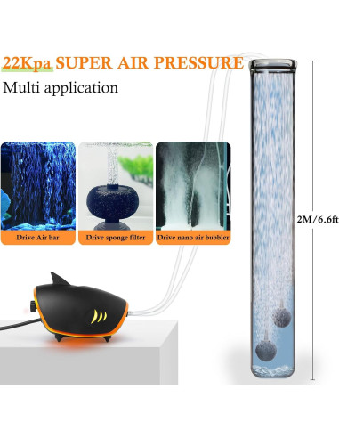 Bomba de Aire para Acuario HITOP 110GPH Silenciosa 2 Salidas