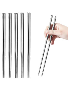Palillos de Acero Inoxidable Kucensi 5 Pares 24cm Antideslizantes