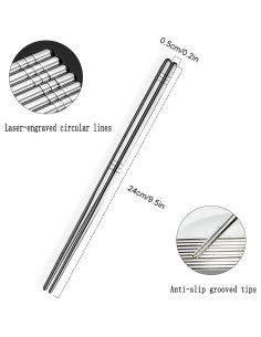 Palillos de Acero Inoxidable Kucensi 5 Pares 24cm Antideslizantes 2