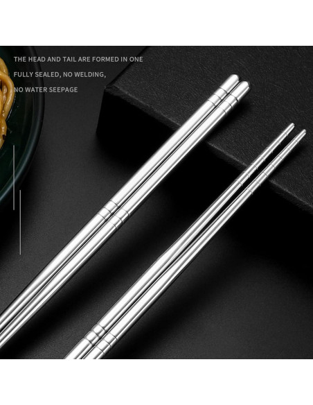 Palillos de Acero Inoxidable Kucensi 5 Pares 24cm Antideslizantes