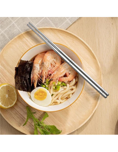 Palillos de Acero Inoxidable Kucensi 5 Pares 24cm Antideslizantes