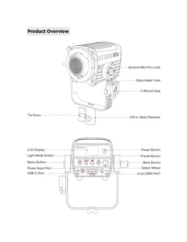 Aputure Storm 80c Luz LED RGB 80W IP65 1800K-20000K
