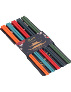 Juego de 5 pares de palillos reutilizables Yosoo 24.1 cm antideslizantes 2