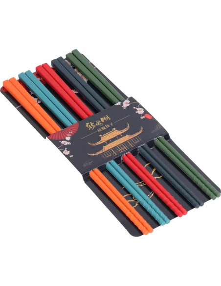 Juego de 5 pares de palillos reutilizables Yosoo 24.1 cm antideslizantes