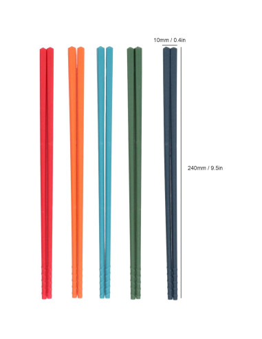 Juego de 5 pares de palillos reutilizables Yosoo 24.1 cm antideslizantes