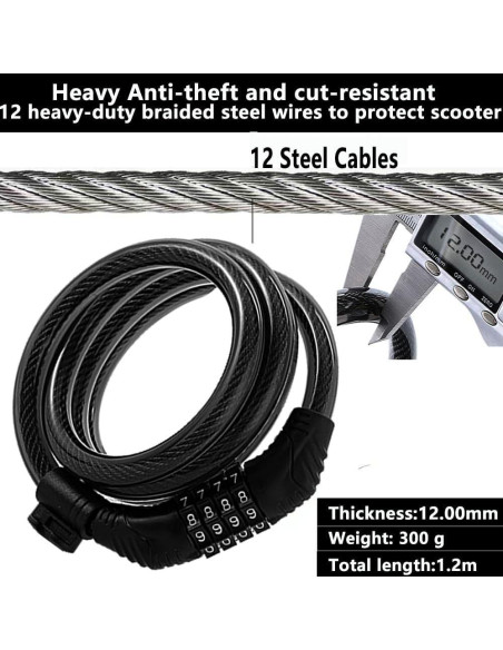 Candado Antirrobo FXINRUIA para E-Scooter 1,22m 4 Dígitos