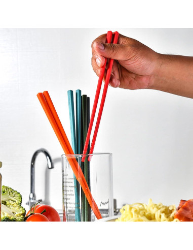 Juego de 5 pares de palillos reutilizables Yosoo 24.1 cm antideslizantes