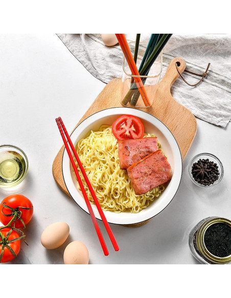 Juego de 5 pares de palillos reutilizables Yosoo 24.1 cm antideslizantes