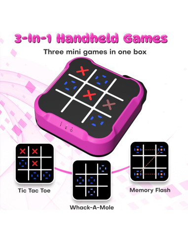 Juego Electrónico Tres en Raya Bacare, 4 Modos Portátil