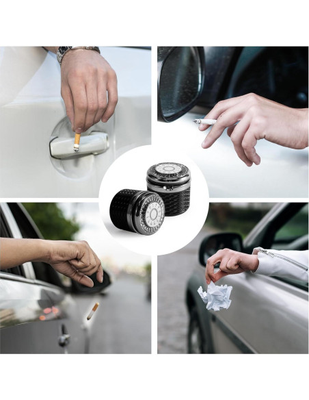 Cenicero de Auto SOLARXIA con Tapa y Luz LED Azul