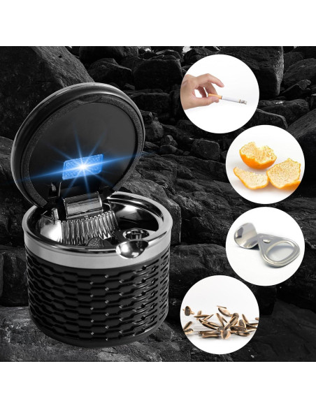 Cenicero de Auto SOLARXIA con Tapa y Luz LED Azul