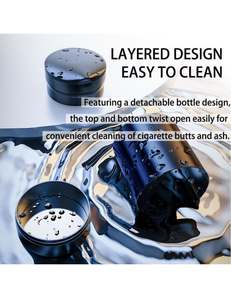 Cenicero con Tapa Tmengdao YHG02-1 Acero Inoxidable Negro