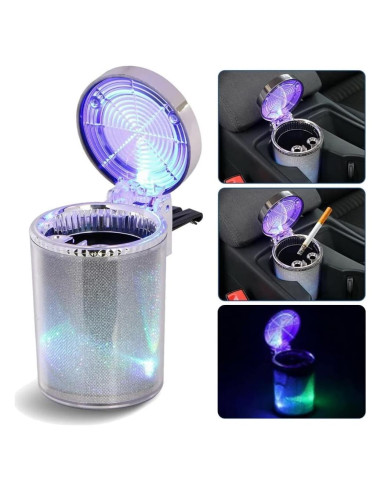 Cenicero de Coche Bosaidong con Luz LED Plata