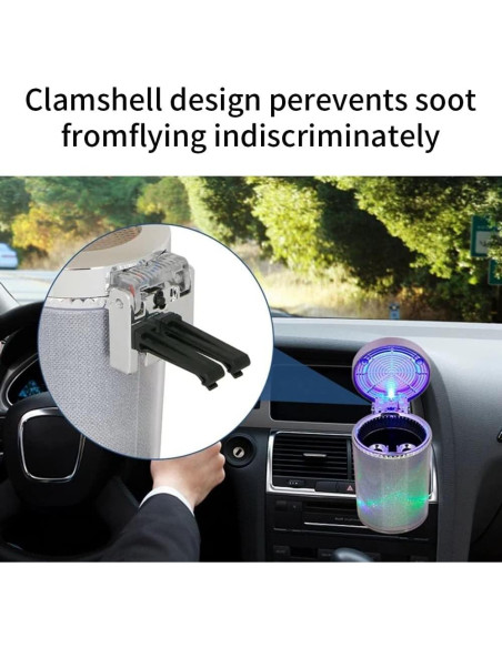 Cenicero de Coche Bosaidong con Luz LED Plata
