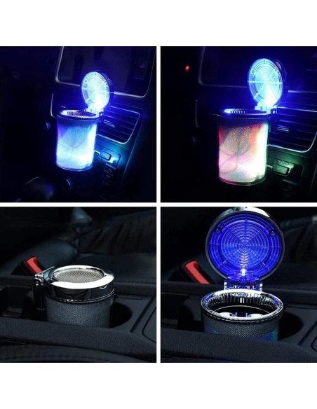 Cenicero de Coche Bosaidong con Luz LED Plata
