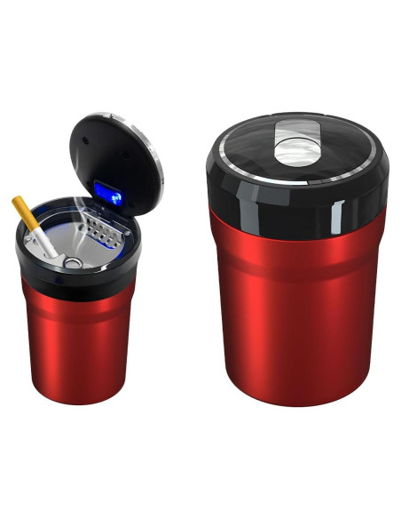Cenicero de coche DXNQ con tapa y luz LED azul, grande