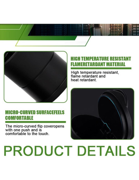 Cenicero de coche PACLVIO con tapa a prueba de olores