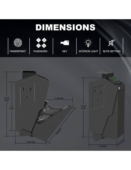 Caja Fuerte Biometrica VoleStay para Pistolas 19.3x7.6cm