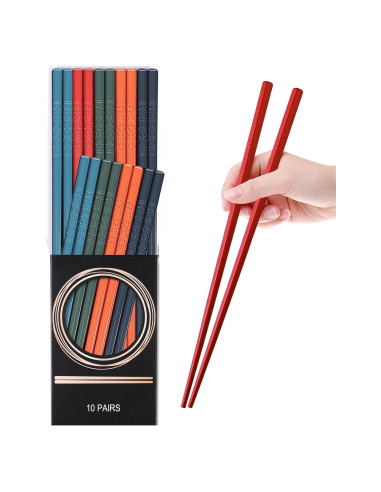 10 Pares de Palillos Reutilizables GLAMFIELDS Multicolor 24 cm