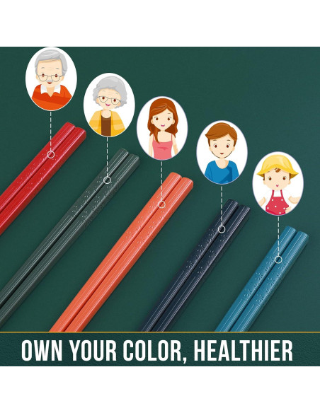 10 Pares de Palillos Reutilizables GLAMFIELDS Multicolor 24 cm