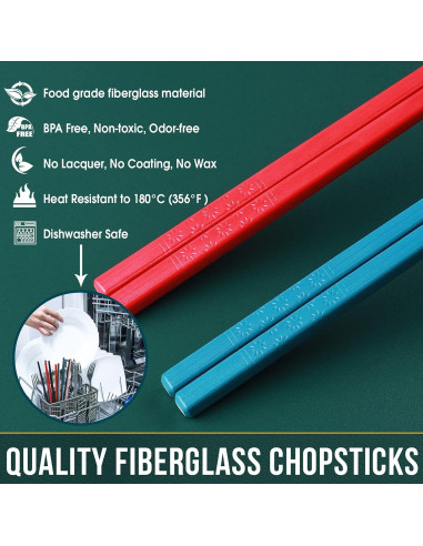 10 Pares de Palillos Reutilizables GLAMFIELDS Multicolor 24 cm