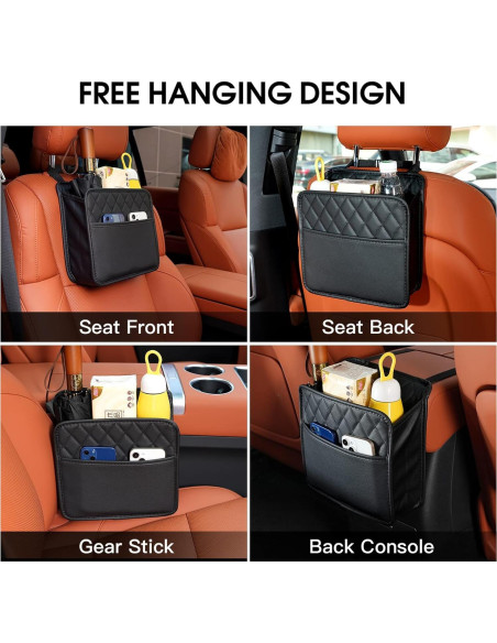 Organizador de Asiento de Auto FrgKbTm Cuero Sintético Negro
