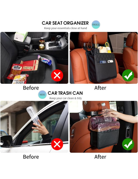 Organizador de Asiento de Auto FrgKbTm Cuero Sintético Negro