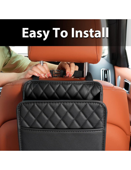 Organizador de Asiento de Auto FrgKbTm Cuero Sintético Negro