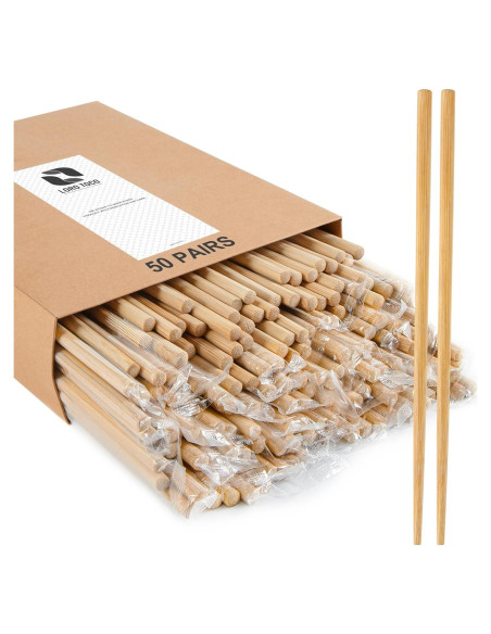 50 Pares de Palillos Reutilizables LOROTOCO 24 cm Premium