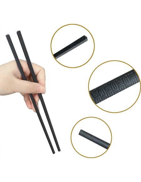 10 Pares de Palillos Reutilizables LNAUJS 23,6 cm Antideslizantes